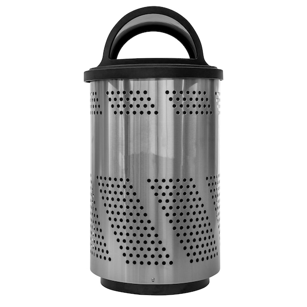 Ex-Cell Kaiser Arena-Perforated Outdoor 51-Gal. Stainless Steel Receptacle ARENA-X51 SS/BLK - main